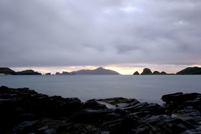 Scenic view of sea against sky during sunset