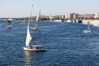 Feluka sailing on nile river. egypt
