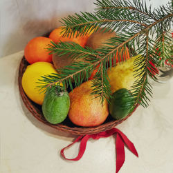 High angle view of fruits on table