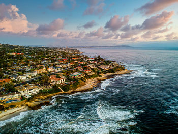 Scenic view of sea against sky at sunset