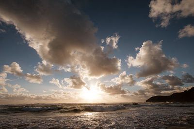 Scenic view of sea against sky during sunset