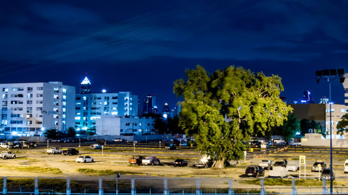 View of city street at night