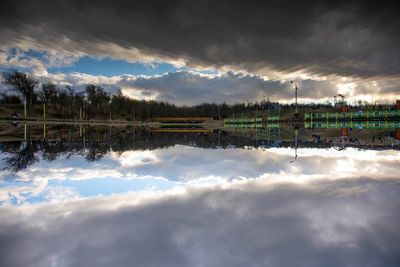 Scenic view of lake against sky