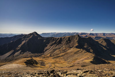 Scenic view of dramatic landscape against clear sky