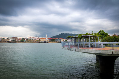 Bridge over river against sky