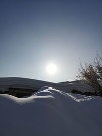 Scenic view of snowcapped landscape against clear sky