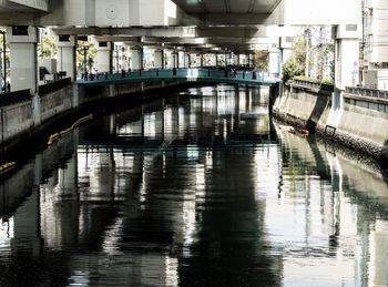 Reflection of built structure in water