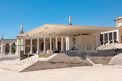 The sanctuary of fatima with the forecourt of the church in pilgrimage site of fatima, portugal