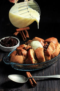 Close-up of food in plate on table