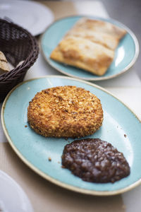 Close-up of food in plate on table