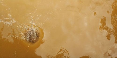 High angle view of water splashing on beach