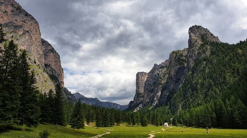 Panoramic view of landscape and mountains against sky