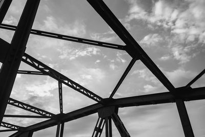 Low angle view of metallic structure against sky