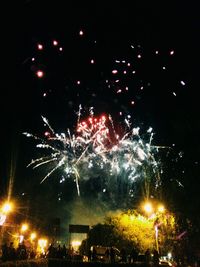 Firework display at night