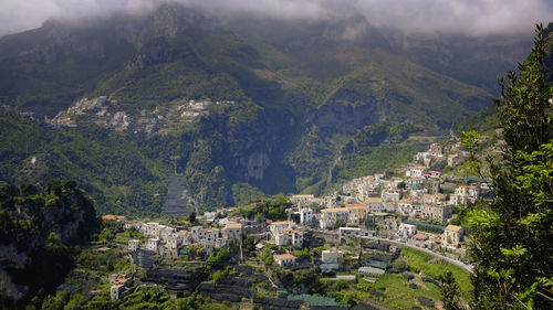 Cityscape with mountains in background