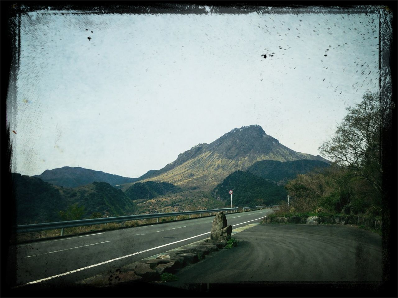 transportation, mountain, road, mountain range, transfer print, car, road marking, land vehicle, the way forward, auto post production filter, mode of transport, country road, landscape, sky, clear sky, street, nature, scenics, highway, on the move