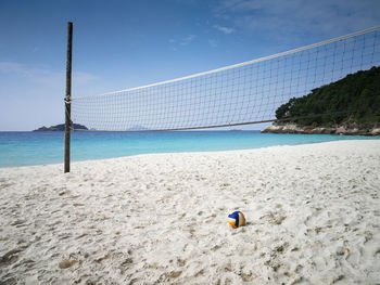 Scenic view of volleyball beach against sky