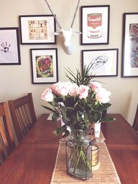 Close-up of flower vase on table