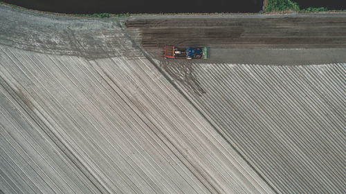 High angle view of vehicles on road