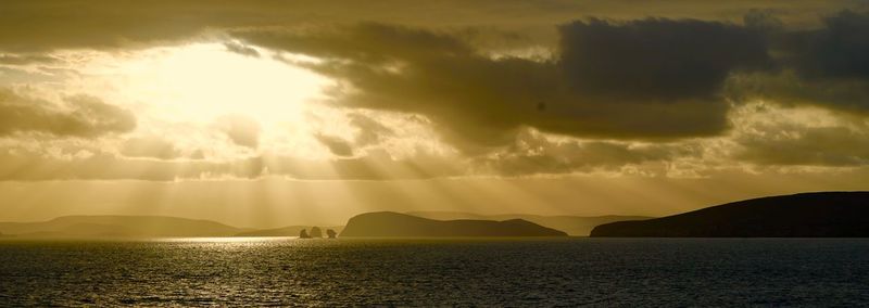 Panoramic view of sea against sky during sunset