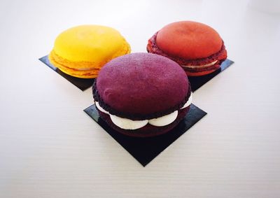 High angle view of dessert on table