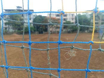 Full frame shot of net at soccer field