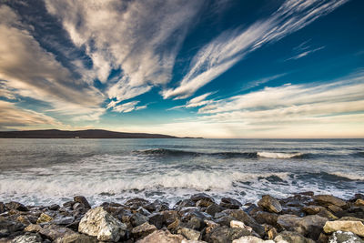 Scenic view of sea against sky during sunset