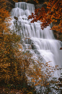 Waterfall in forest during autumn