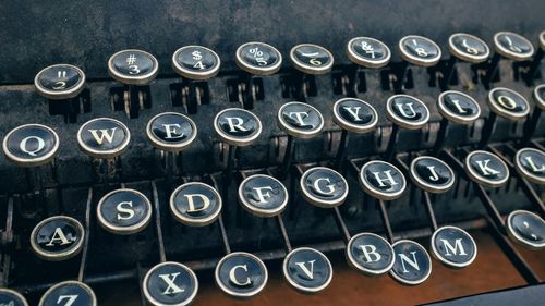 Cropped image of typewriter