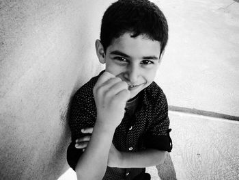 Close-up portrait of smiling boy