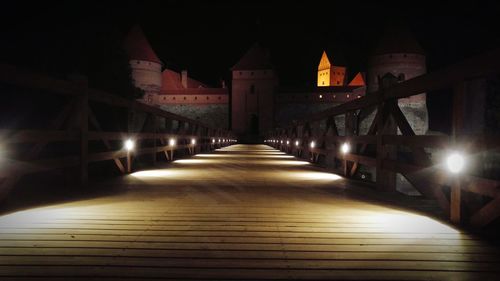 Illuminated building at night