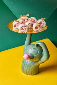 High angle view of donut on table