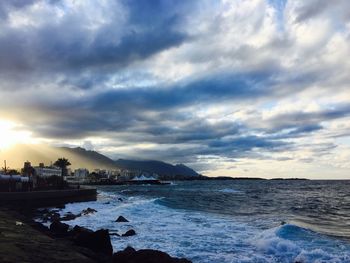 View of sea against cloudy sky