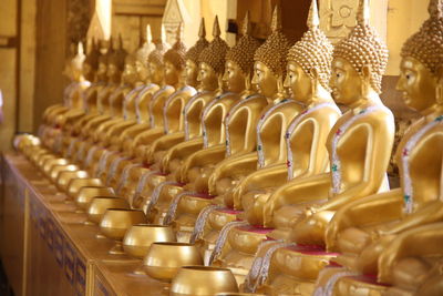 Close-up of statues in temple