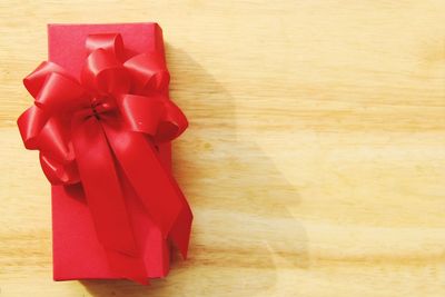 High angle view of red paper on table