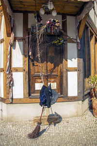 Man working outside building