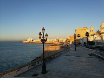 Scenic view of sea against clear sky