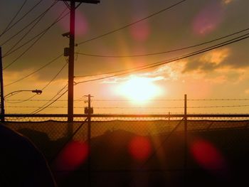 Electricity pylon at sunset