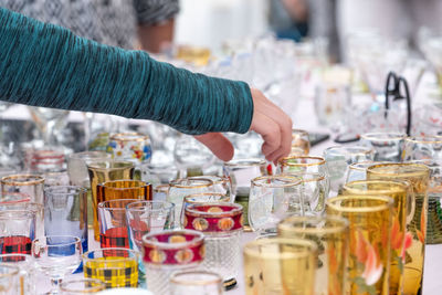 Glasses on retail display at flea market