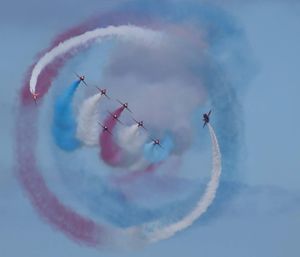 Low angle view of airshow in sky