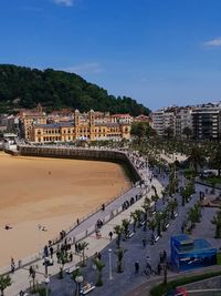 High angle view of people at beach