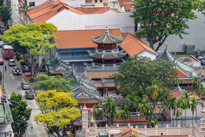 Thian hock keng temple viewed from above. famous taoist temple in singapore.