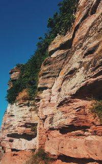 Low angle view of rock formations against sky