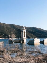 Exterior of building against clear blue sky