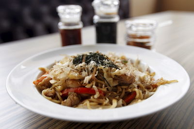 Close-up of meal served in plate