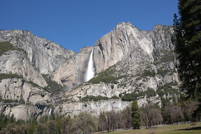 Scenic view of rocky mountains against clear sky