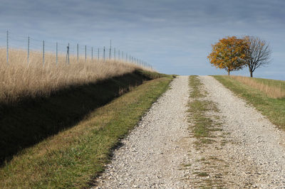 Road amidst field against sky