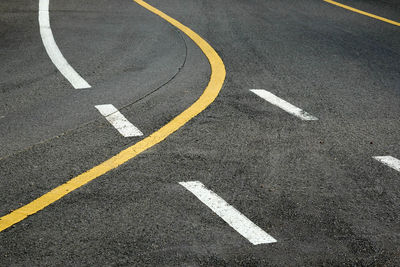 High angle view of markings on road