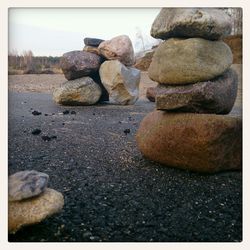 Stack of rocks on shore