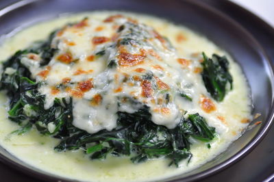 High angle view of breakfast served in bowl